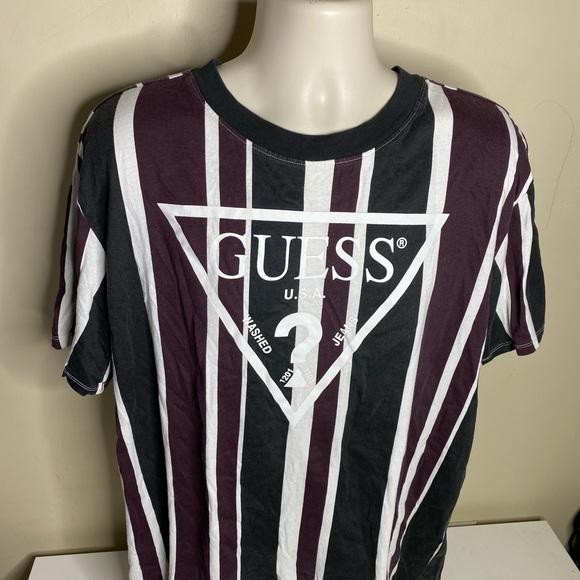 Guess striped t shirt men’s size large red black